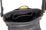 CATWALK COLLECTION HANDBAGS - Women's Leather Crossbody Bag - Flapover Shoulder Bag - Adjustable Strap - ERIN - Black
