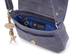 CATWALK COLLECTION HANDBAGS - Women's Leather Crossbody Bag - Flapover Shoulder Bag - Adjustable Strap - ERIN - Blue
