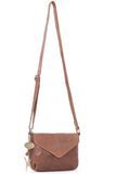 CATWALK COLLECTION HANDBAGS - Women's Leather Crossbody Bag - Flapover Shoulder Bag - Adjustable Strap - ERIN - Brown