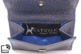 CATWALK COLLECTION HANDBAGS - Ladies Small Leather Purse with Gift Box - RFID Protection - Credit Card and Coin Compartment - EVE - Blue