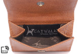 CATWALK COLLECTION HANDBAGS - Ladies Small Leather Purse with Gift Box - RFID Protection - Credit Card and Coin Compartment - EVE - Tan