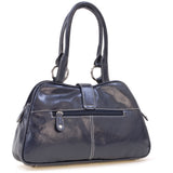 CATWALK COLLECTION HANDBAGS - Women's Leather Top Handle / Shoulder Bag / Cross Body With Extra Detachable Adjustable Strap - FAITH - Navy