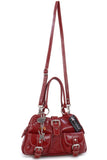 CATWALK COLLECTION HANDBAGS - Women's Leather Top Handle / Shoulder Bag / Cross Body With Extra Detachable Adjustable Strap - FAITH - Red