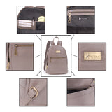 CATWALK COLLECTION HANDBAGS - Antitheft Backpack / Rucksack - Vintage Leather - fits iPad or Tablet - FERN - Grey