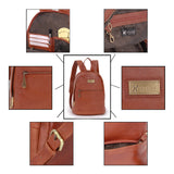 CATWALK COLLECTION HANDBAGS - Antitheft Backpack / Rucksack - Vintage Leather - fits iPad or Tablet - FERN - Tan