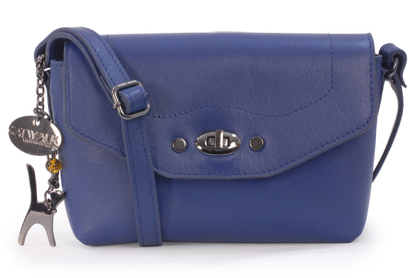 CATWALK COLLECTION HANDBAGS - Small Crossbody Bag For Women - Shoulder Bag - fits Smart Phone - Smooth Leather - FLORENCE - Blue