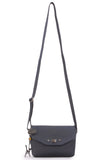 CATWALK COLLECTION HANDBAGS - Small Crossbody Bag For Women - Shoulder Bag - fits Smart Phone - Saffiano Crosshatch Leather - FLORENCE - Blue