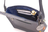 CATWALK COLLECTION HANDBAGS - Small Crossbody Bag For Women - Shoulder Bag - fits Smart Phone - Saffiano Crosshatch Leather - FLORENCE - Blue