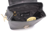 CATWALK COLLECTION HANDBAGS - Ladies Leather Cross Body Bag - Adjustable Shoulder Strap - FRANKIE - Black