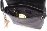 CATWALK COLLECTION HANDBAGS - Women's Leather Crossbody Bag - Flapover Shoulder Bag - Adjustable Strap - FREYA - Black