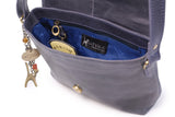 CATWALK COLLECTION HANDBAGS - Women's Leather Crossbody Bag - Flapover Shoulder Bag - Adjustable Strap - FREYA - Blue