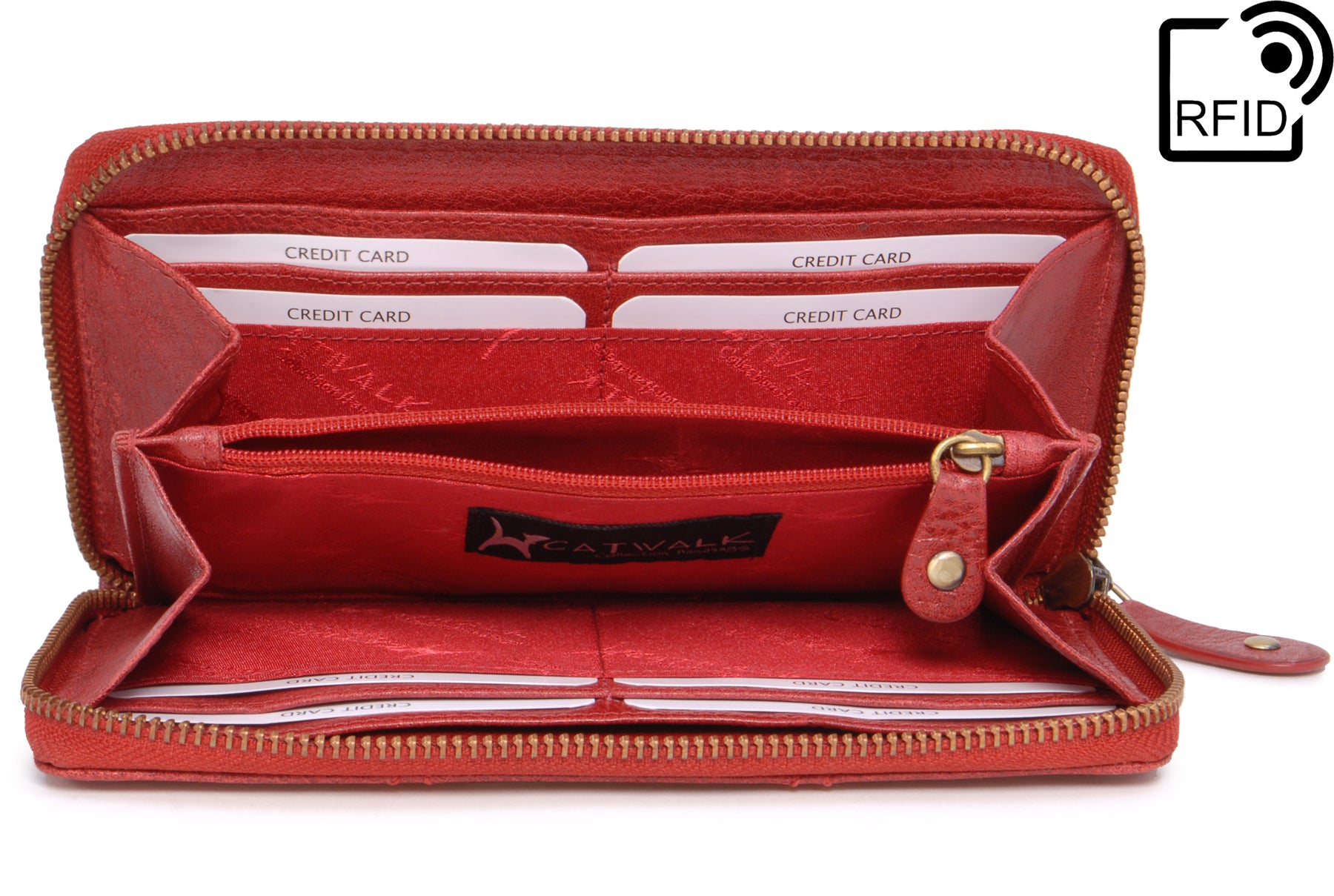 Primehide Leather London Collection Red Multi Colour Trifold Purse -  www.tivyhall.co.uk