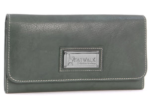 CATWALK COLLECTION HANDBAGS - Ladies Matinee Zip Purse with Gift Box - Real Leather with RFID Protection Available - Credit Card Wallet with Zip Coin Compartment - GEMMA - Green - RFID