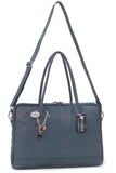 CATWALK COLLECTION HANDBAGS - Women's Large Leather Tote - Shoulder Bag / Cross Body With Extra Detachable Adjustable Strap - GROSVENOR - Blue
