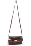 CATWALK COLLECTION HANDBAGS - Women's Leather Clutch Bag - Flapover Crossbody Bag - Adjustable, Detachable Strap - HANNAH - Brown