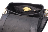 CATWALK COLLECTION HANDBAGS - Ladies Leather Saddle Bag - Adjustable Shoulder Strap - ISABELLA - Black