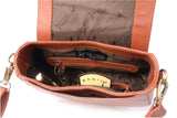CATWALK COLLECTION HANDBAGS - Ladies Leather Saddle Bag - Adjustable Shoulder Strap - ISABELLA - Tan
