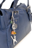 CATWALK COLLECTION HANDBAGS - Women's Soft Leather Top Handle / Slouchy Shoulder Bag - JANE - Dark Blue / Navy