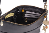 CATWALK COLLECTION HANDBAGS - Leather Cross Body - Shoulder Bag for Women - Long Adjustable Strap - JENNY - Black