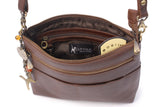 CATWALK COLLECTION HANDBAGS - Leather Cross Body - Shoulder Bag for Women - Long Adjustable Strap - JENNY - Brown