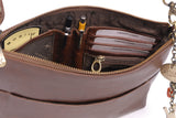 CATWALK COLLECTION HANDBAGS - Leather Cross Body - Shoulder Bag for Women - Long Adjustable Strap - JENNY - Brown