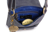 CATWALK COLLECTION HANDBAGS - Ladies Small Distressed Leather Cross Body Bag - Women's Messenger Bag - iPhone / Smartphone - JOLENE - Blue