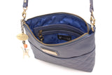 CATWALK COLLECTION HANDBAGS - Small - Women's Quilted Leather Cross Body Shoulder Bag - JOSIE - Navy Blue