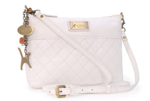 CATWALK COLLECTION HANDBAGS - Small - Women's Quilted Leather Cross Body Shoulder Bag - JOSIE - White