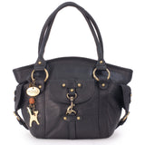 CATWALK COLLECTION HANDBAGS - Women's Leather Top Handle / Shoulder Bag - KARLIE - Black