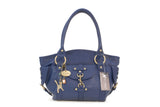 CATWALK COLLECTION HANDBAGS - Women's Leather Top Handle / Shoulder Bag - KARLIE - Blue