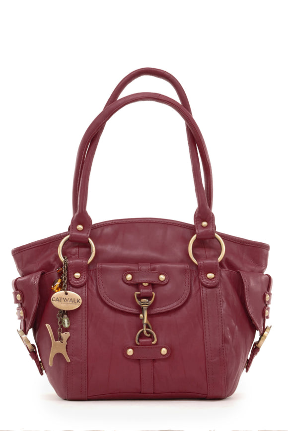 CATWALK COLLECTION HANDBAGS - Women's Leather Top Handle / Shoulder Bag - KARLIE - Red