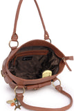 CATWALK COLLECTION HANDBAGS - Women's Leather Top Handle / Shoulder Bag - KARLIE - Tan