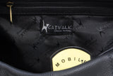 CATWALK COLLECTION HANDBAGS - Women's Leather Twist Lock Top Handle / Shoulder Bag / Cross Body With Extra Detachable Adjustable Strap - KATE - Black