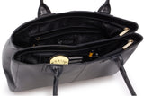 CATWALK COLLECTION HANDBAGS - Women's Large Vintage Leather Tote / Shoulder Bag - KENSINGTON - Black