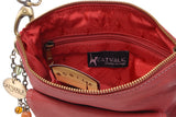 CATWALK COLLECTION HANDBAGS - Women's Leather Cross Body Bag with Detachable Adjustable Strap - LAURA - Antique Red