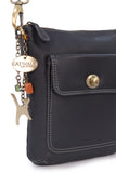 CATWALK COLLECTION HANDBAGS - Women's Leather Cross Body Bag with Detachable Adjustable Strap - LAURA - Black