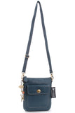 CATWALK COLLECTION HANDBAGS - Women's Leather Cross Body Bag with Detachable Adjustable Strap - LAURA - Blue