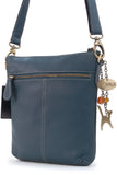 CATWALK COLLECTION HANDBAGS - Women's Leather Cross Body Bag with Detachable Adjustable Strap - LAURA - Blue