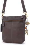CATWALK COLLECTION HANDBAGS - Women's Leather Cross Body Bag with Detachable Adjustable Strap - LAURA - Brown