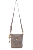 CATWALK COLLECTION HANDBAGS - Women's Leather Cross Body Bag with Detachable Adjustable Strap - LAURA - Graphite