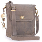 CATWALK COLLECTION HANDBAGS - Women's Leather Cross Body Bag with Detachable Adjustable Strap - LAURA - Graphite