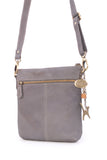 CATWALK COLLECTION HANDBAGS - Women's Leather Cross Body Bag with Detachable Adjustable Strap - LAURA - Grey