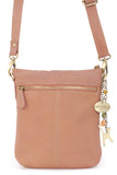 CATWALK COLLECTION HANDBAGS - Women's Leather Cross Body Bag with Detachable Adjustable Strap - LAURA - Pink