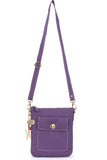 CATWALK COLLECTION HANDBAGS - Women's Leather Cross Body Bag with Detachable Adjustable Strap - LAURA - Purple