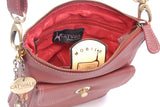 CATWALK COLLECTION HANDBAGS - Women's Leather Cross Body Bag with Detachable Adjustable Strap - LAURA - Red
