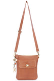 CATWALK COLLECTION HANDBAGS - Women's Leather Cross Body Bag with Detachable Adjustable Strap - LAURA - Tan