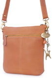 CATWALK COLLECTION HANDBAGS - Women's Leather Cross Body Bag with Detachable Adjustable Strap - LAURA - Tan
