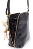 CATWALK COLLECTION HANDBAGS - Women's Small Leather Cross Body Bag / Mini Shoulder Bag with Long Adjustable Strap - LENA - Black Gold