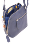 CATWALK COLLECTION HANDBAGS - Women's Small Leather Cross Body Bag / Mini Shoulder Bag with Long Adjustable Strap - LENA - Blue