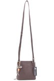 CATWALK COLLECTION HANDBAGS - Women's Small Leather Cross Body Bag / Mini Shoulder Bag with Long Adjustable Strap - LENA - Brown